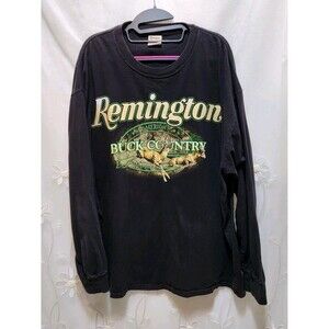 Remington Mens XL Black Long Sleeve  Shirt Buck Country Hunting Outdoors Rustic